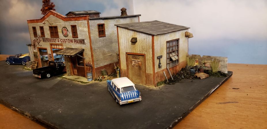 old time garage with lighting and interior Small 3