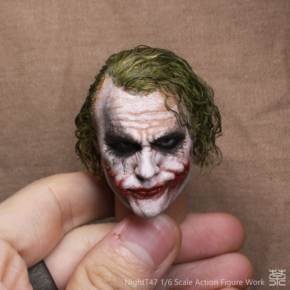 Heath Ledger Joker 1/6 headsculpt repaint & rehair work Small 3
