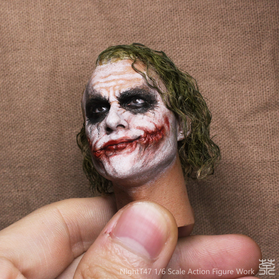 Heath Ledger Joker 1/6 headsculpt repaint & rehair work Small 5
