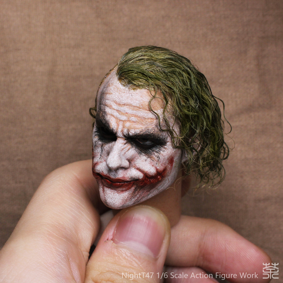 Heath Ledger Joker 1/6 headsculpt repaint & rehair work Small 6